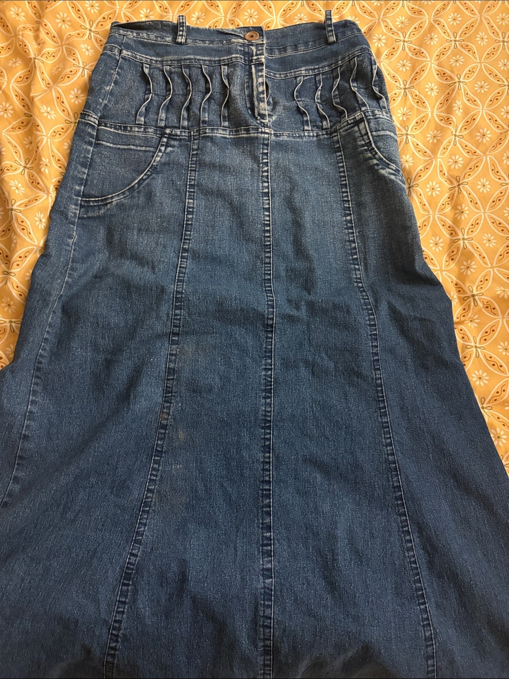 Classic Blue Denim Maxi Skirt - Women